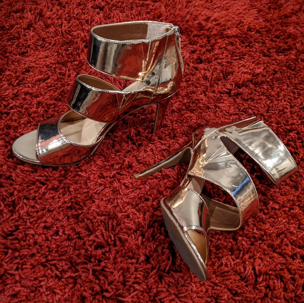BP Women's Sexy Metallic Ankle Strap 4 inch Heels